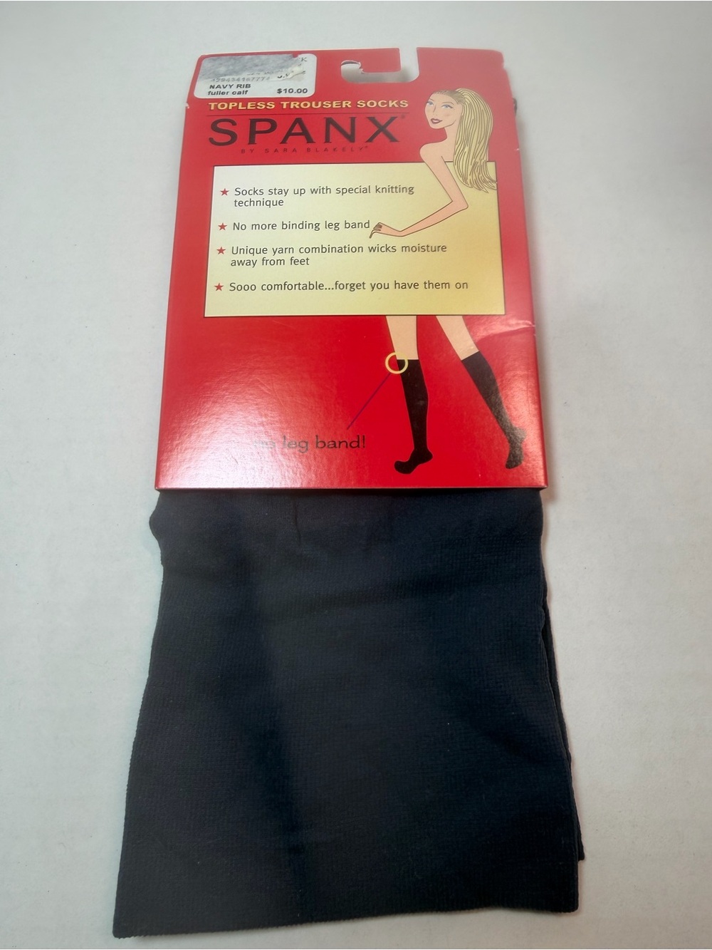 BNWT SPANX TOPLESS TROUSER SOCKS NAVY RIB FULLER CALF